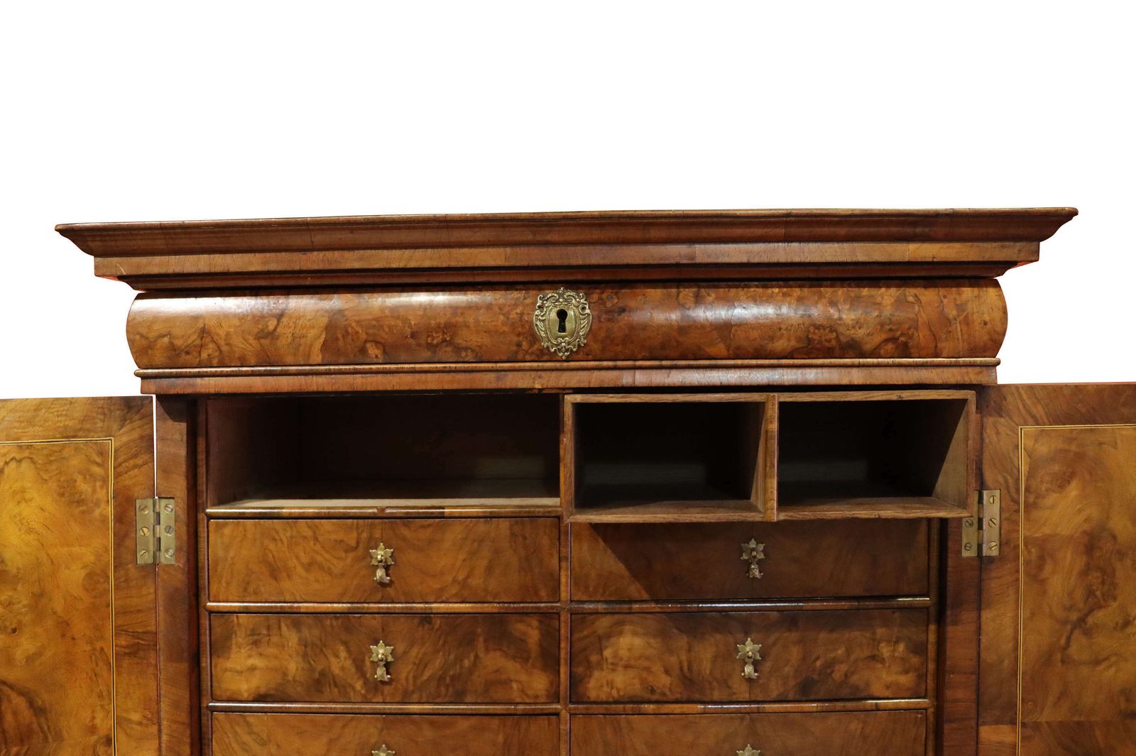 photo furniture William And Mary Period Burr Walnut Cabinet On Stand