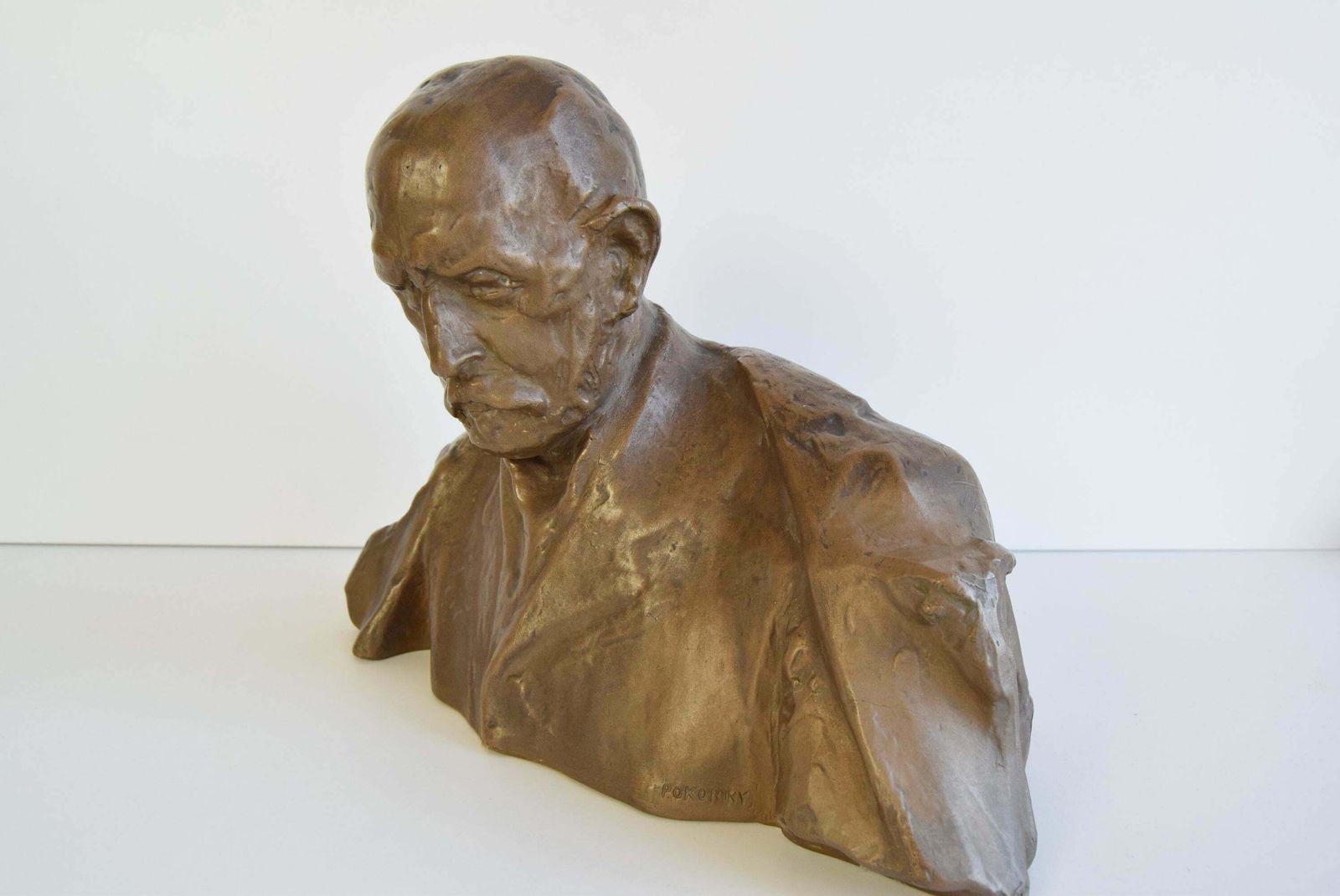 photo for sale Mid Century Ceramic Statue/Bust Alois Jirásek, Signed Karel Pokorný, Circa 1950