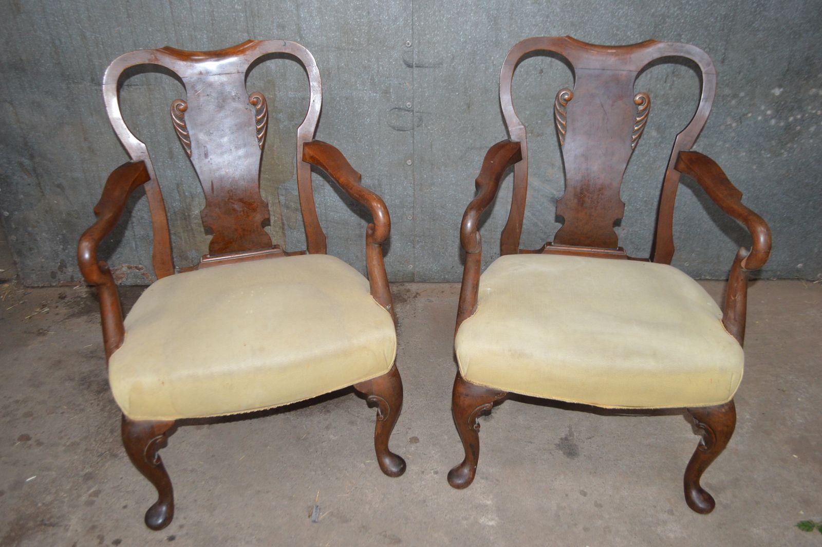 Pr Of Burr Walnut Nursery Chairs photo furniture