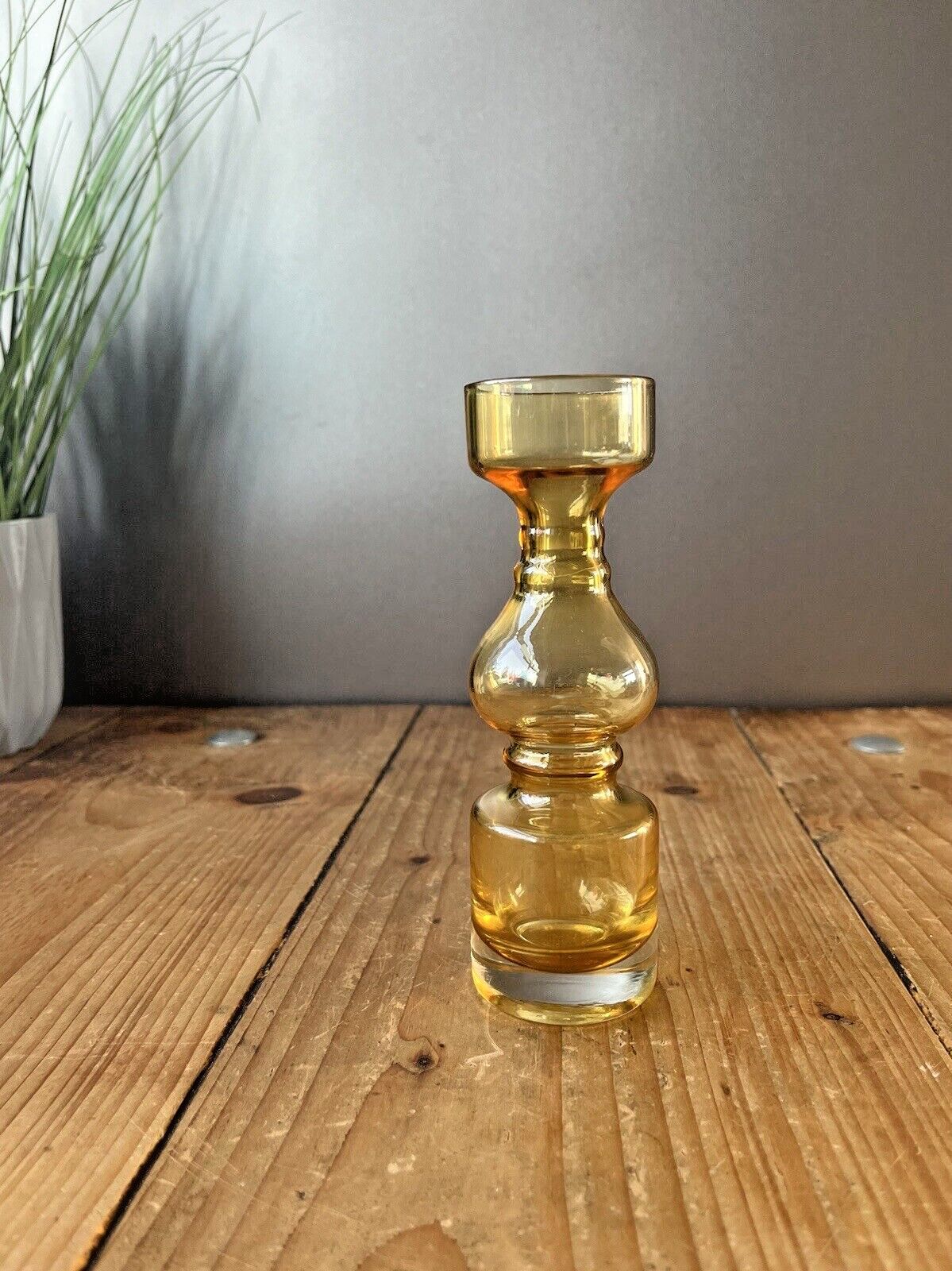 Amber Japanese Scandinavian 60's 70's Style Hooped Glass Vase Likely By Tajima photo Home Decor