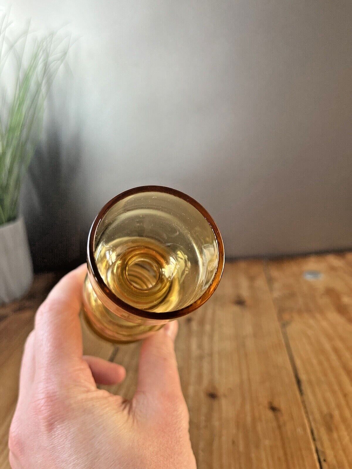 Amber Japanese Scandinavian 60's 70's Style Hooped Glass Vase Likely By Tajima photo vinterior
