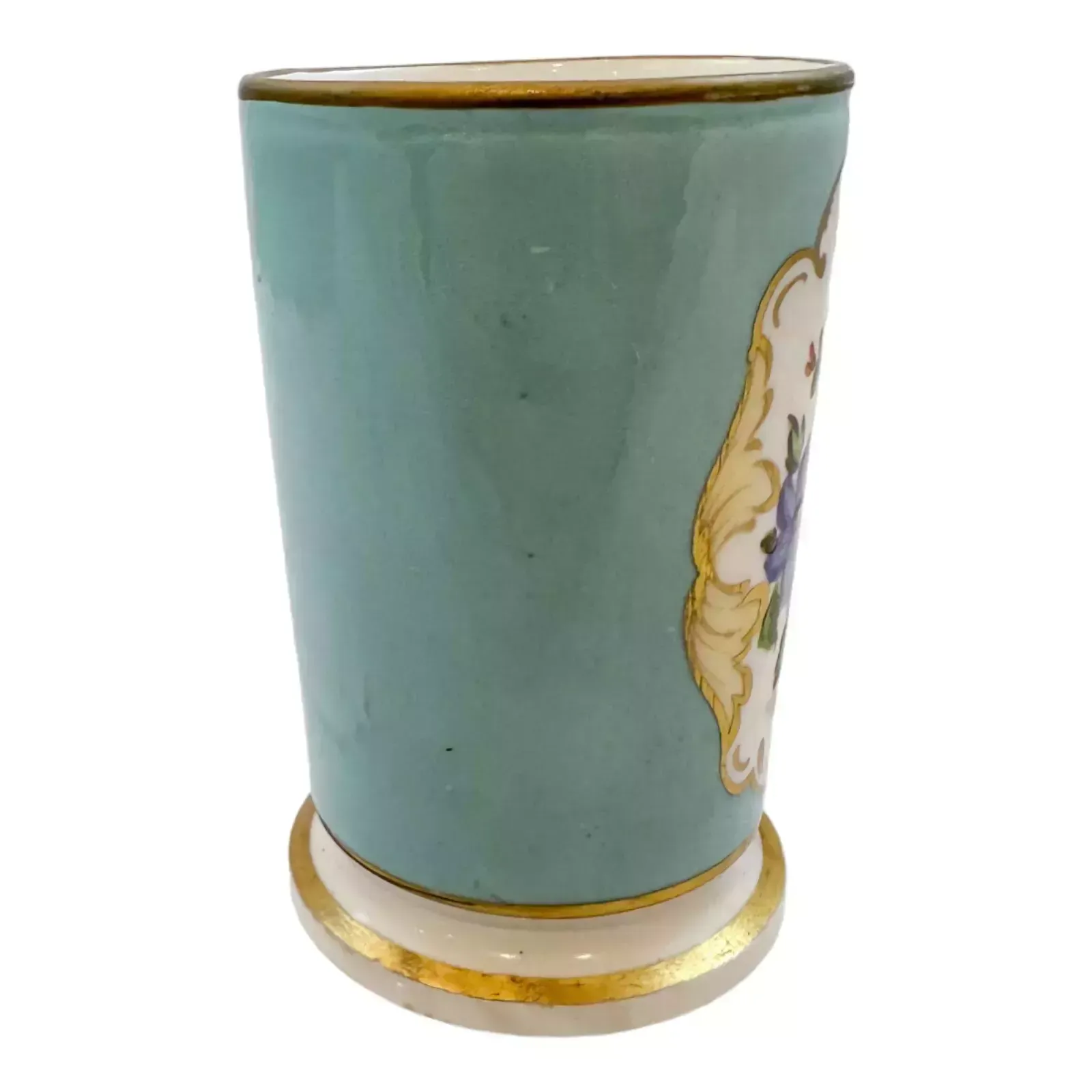 Antique George III Spode Porcelain Sky Blue Floral Miniature Spill Vase Matchpo photo furniture