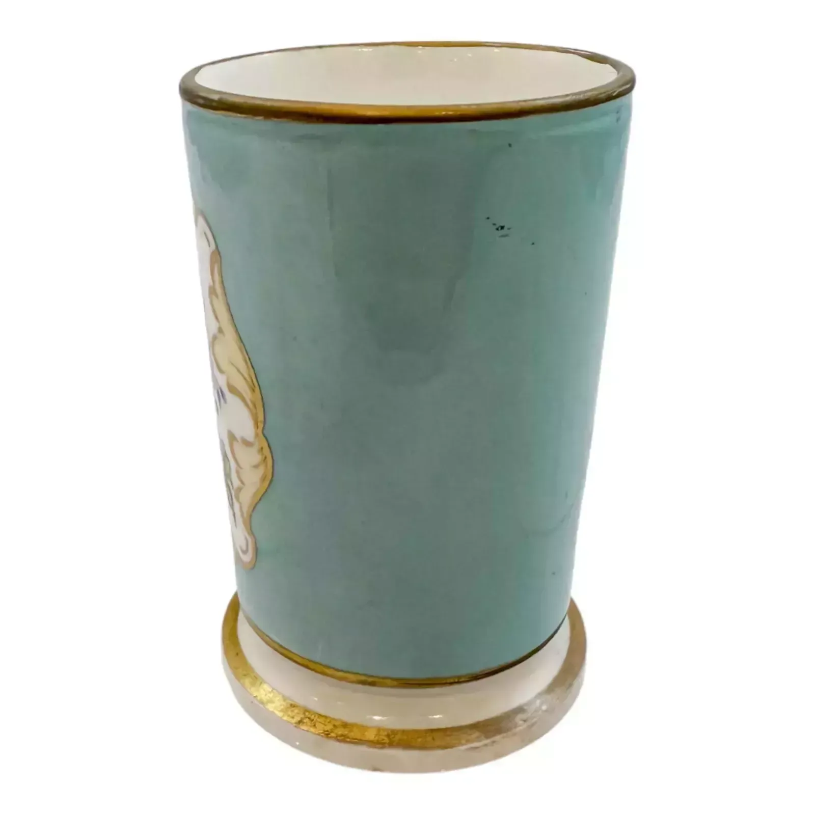 Antique George III Spode Porcelain Sky Blue Floral Miniature Spill Vase Matchpo photo Home Decor