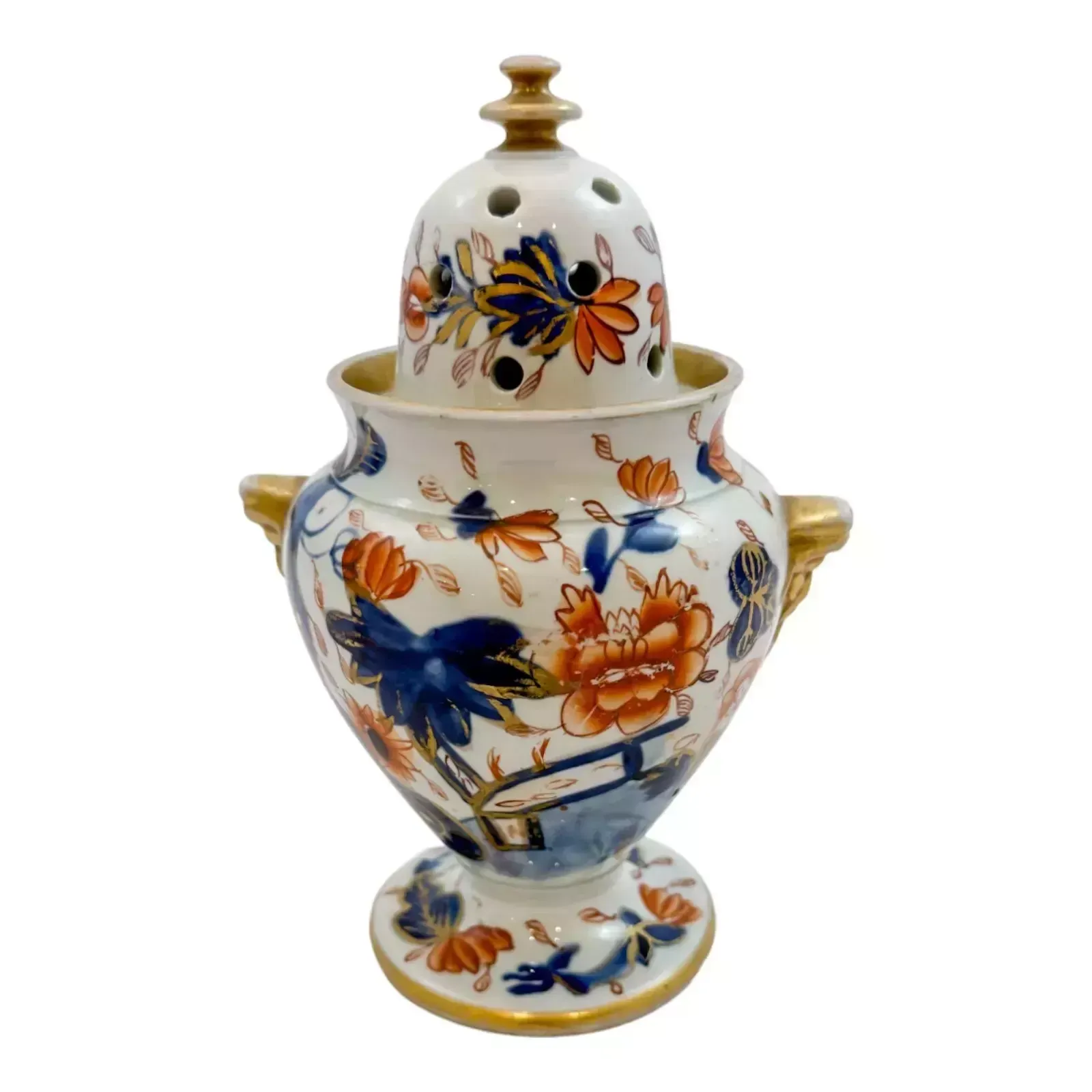 Antique Georgian Masons Ironstone Porcelain Imari Pot Pourri Vase Incense Burner photo for sale