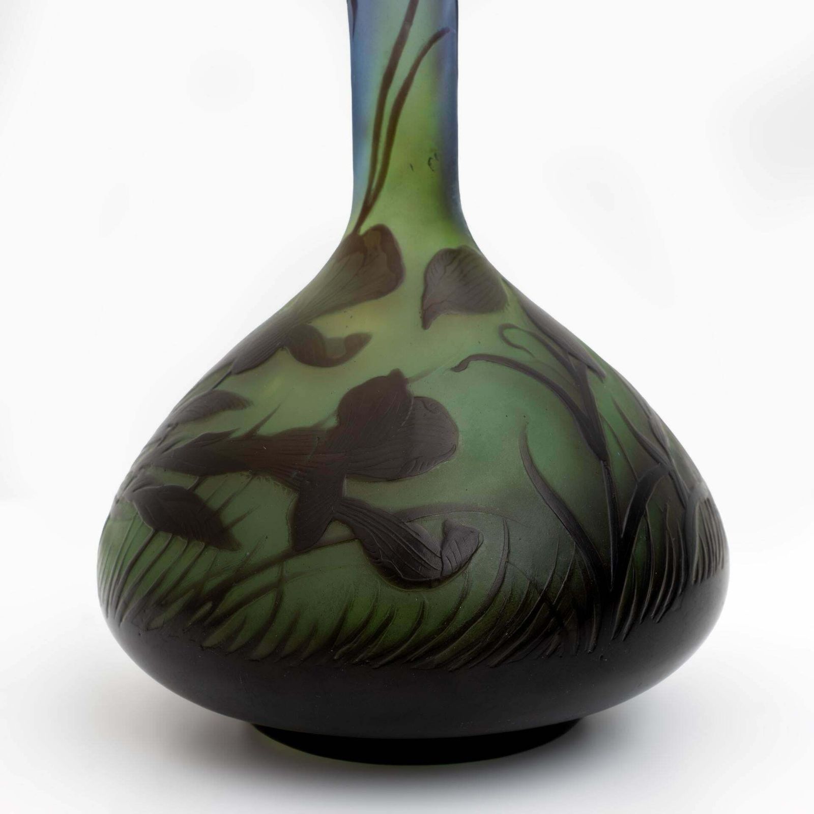 Bulbous Glass Vase With Floral Decoration By émile Gallé, France, 1900 photo vinterior