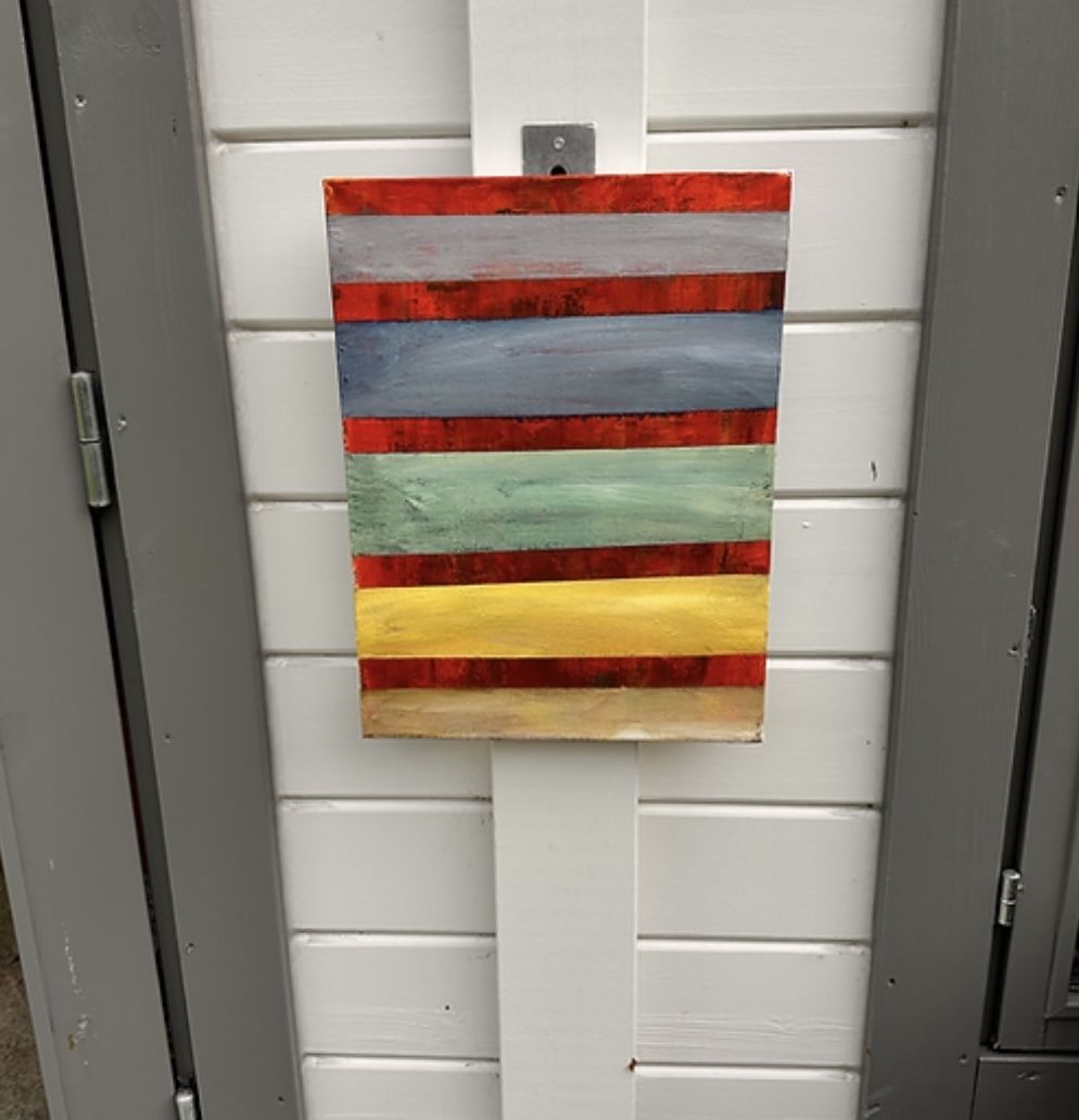 Original Canvas, Artist Catherine Mackie, 2024, Yellow Stripes photo furniture