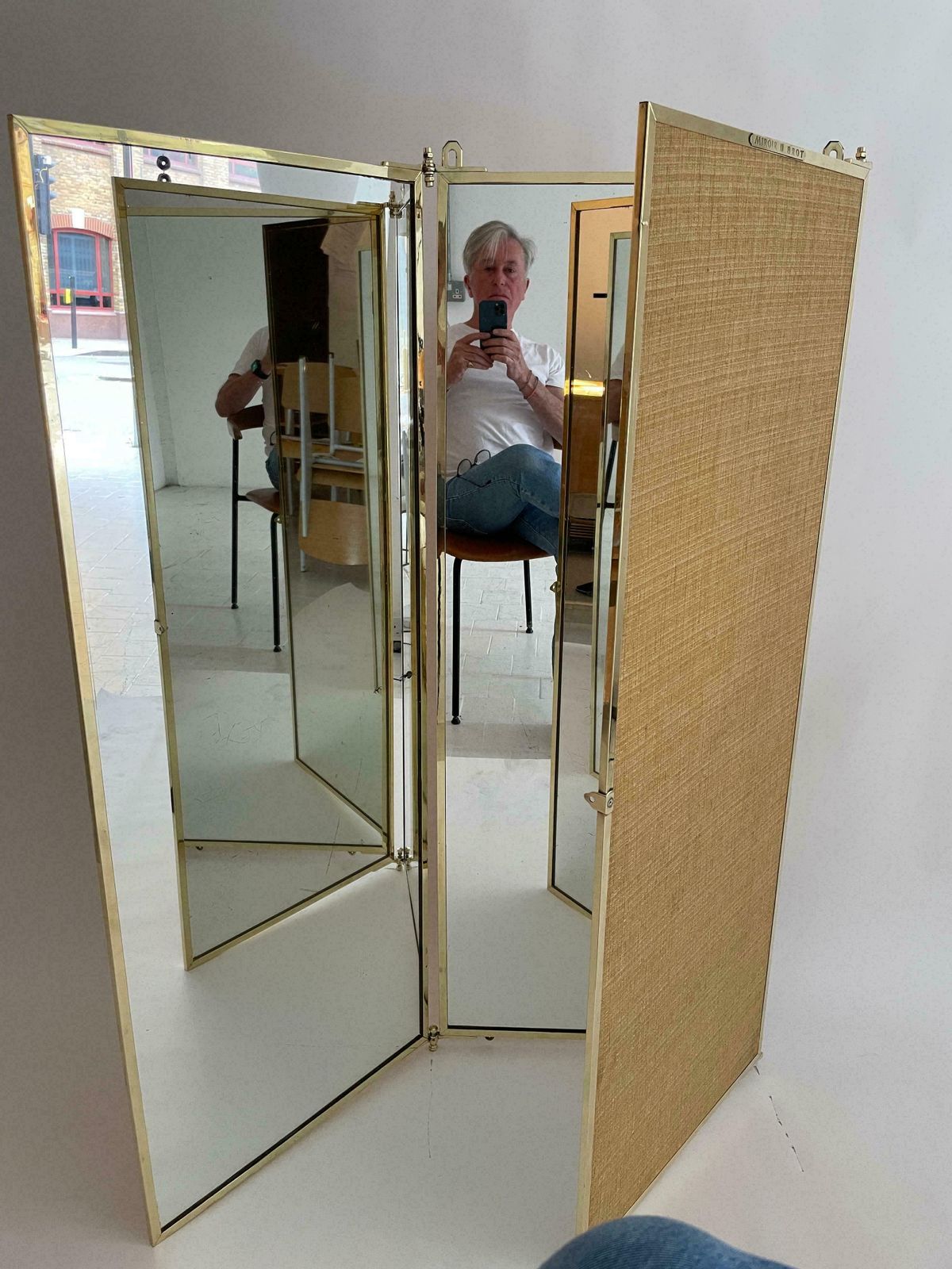 Tall Standing Brass Triptych Mirror By Maison Brot. Ysl Favourite ! photo buy