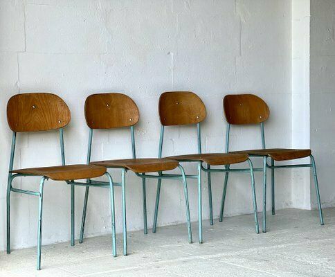 photo furniture Vintage Schoolstoelen, 1970, Set Van 4