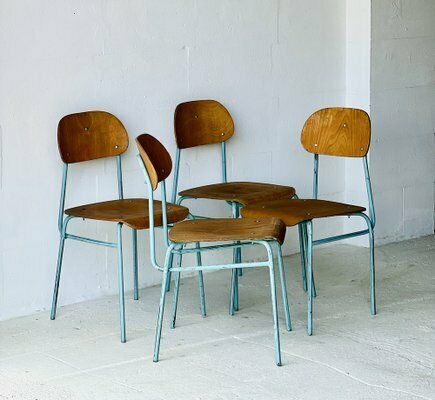 Meubels Vintage Schoolstoelen, 1970, Set Van 4 photo