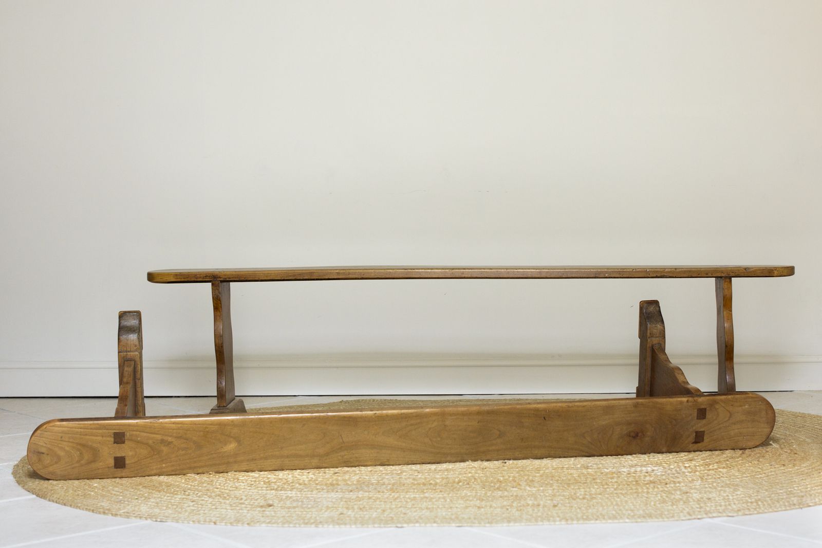 Pair Of Vintage French Fruitwood Benches photo 595.0