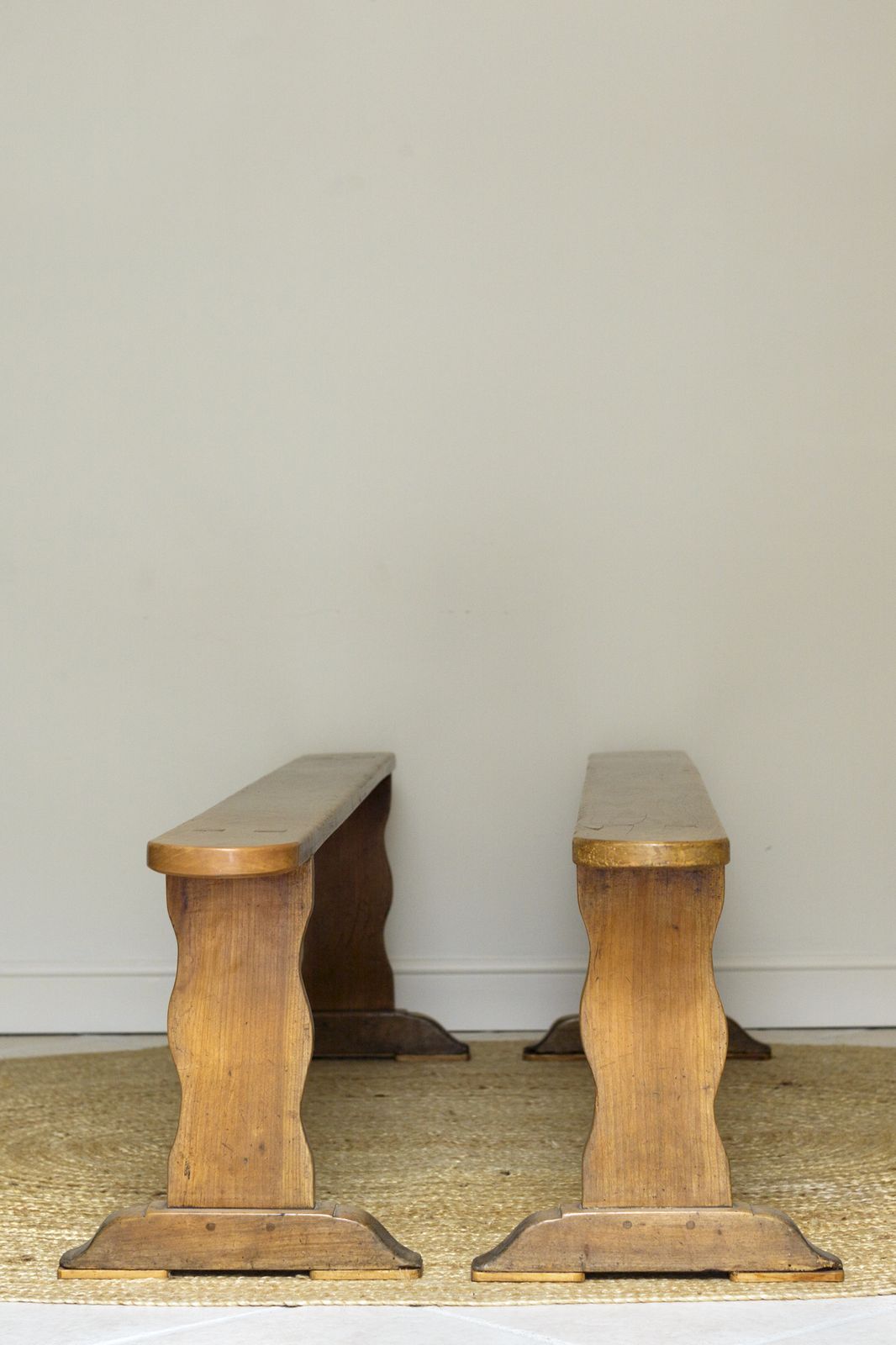 Pair Of Vintage French Fruitwood Benches photo buy