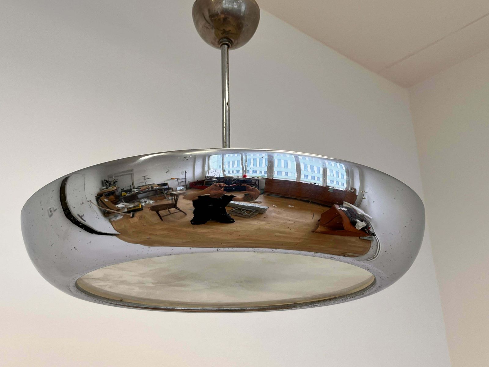 Chrome Bauhaus / Functionalism Pendant Ufo By Napako, 1940s photo 742.0