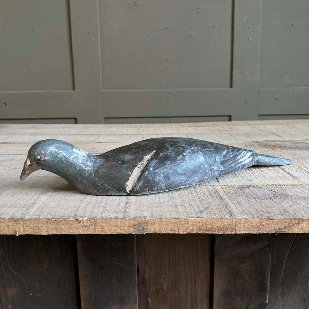Antique Metal Pigeon Decoy   'John Peskett'