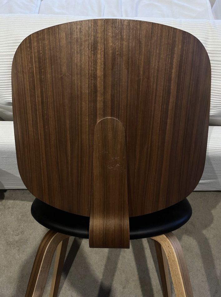 photo for sale Boconcept Aarhus Dining Chairs Walnut & Black Leather Set Of Four