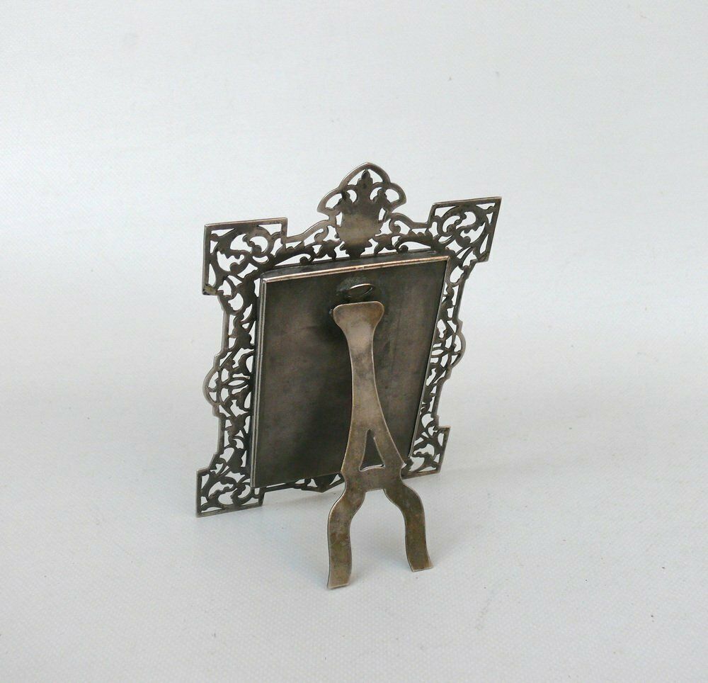 Antique Biedermeier Nickel Plated Picture Frames, Set Of 2 photo furniture