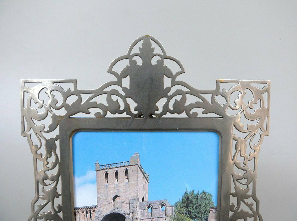 Home Decor Antique Biedermeier Nickel Plated Picture Frames, Set Of 2 photo