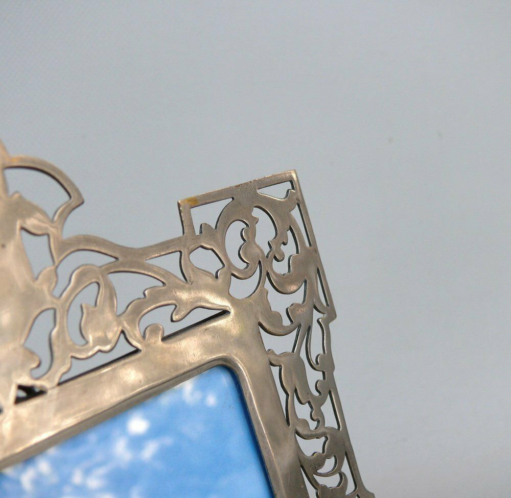 2077.4 Antique Biedermeier Nickel Plated Picture Frames, Set Of 2 photo