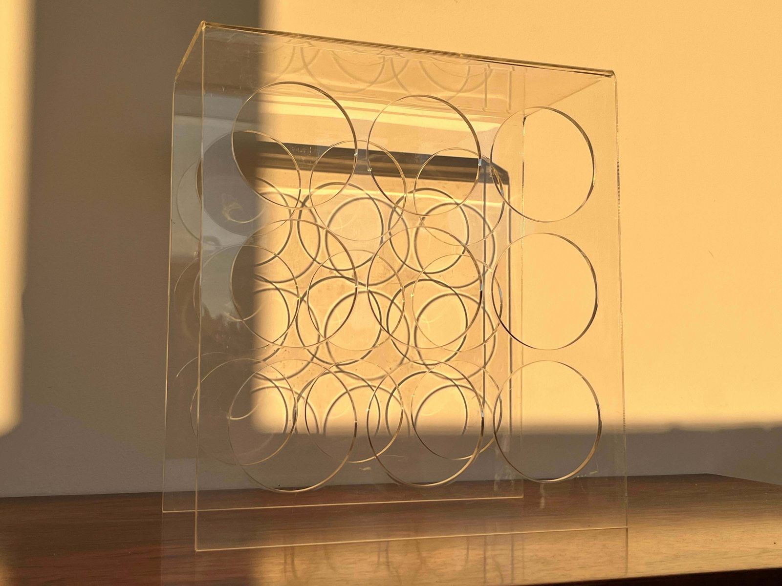 Mid Century Plexiglass, Perspex Wine Rack/Holder For 9 Bottles   1980s photo furniture