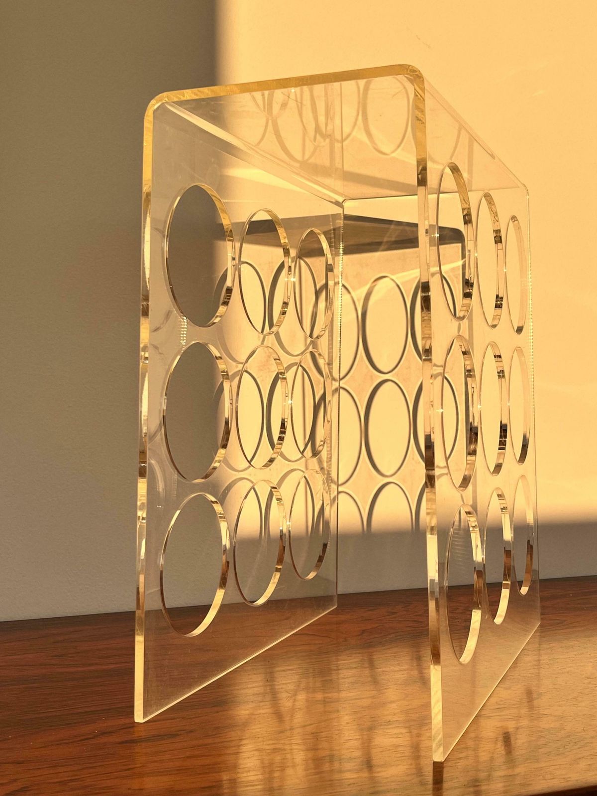 Mid Century Plexiglass, Perspex Wine Rack/Holder For 9 Bottles   1980s photo 270.0