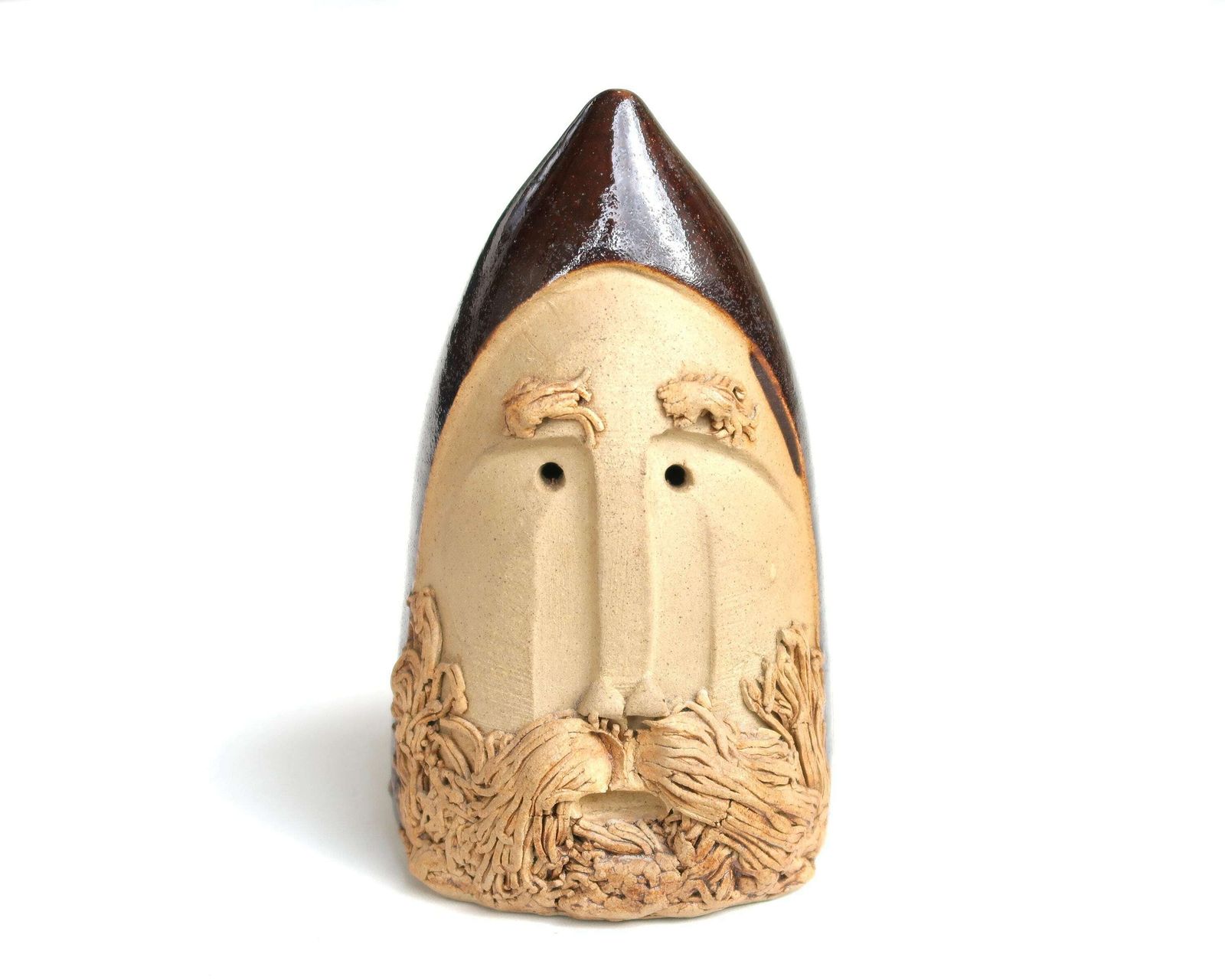Engelse Stoneware Spaarpot Van Waldron Pottery, Made In England: Vikingshoofd, Vintage / Keramiek, Baard, Snor, Box