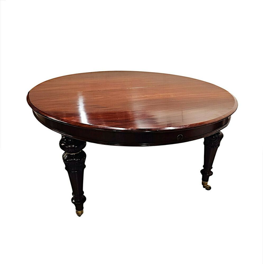 A Very Rare And Fine Irish 19th Century Four Leaf Extending Dining Table In The Manner Of Strahan Of Dublin photo for sale