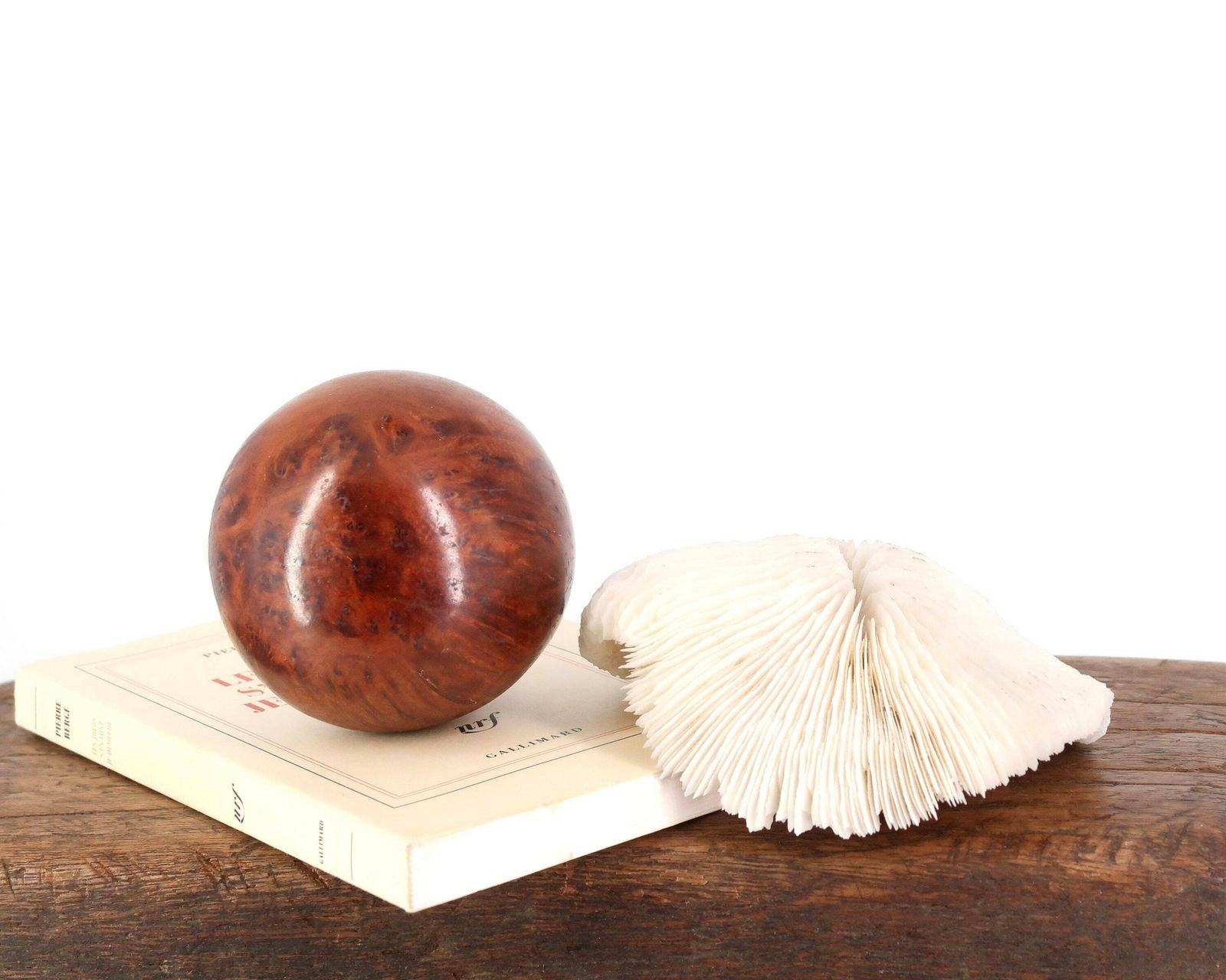 Wooden Minimalist Sphere Sculpture, 1950s / Wood Paperweight, Minimalist, Ball, Art photo for sale