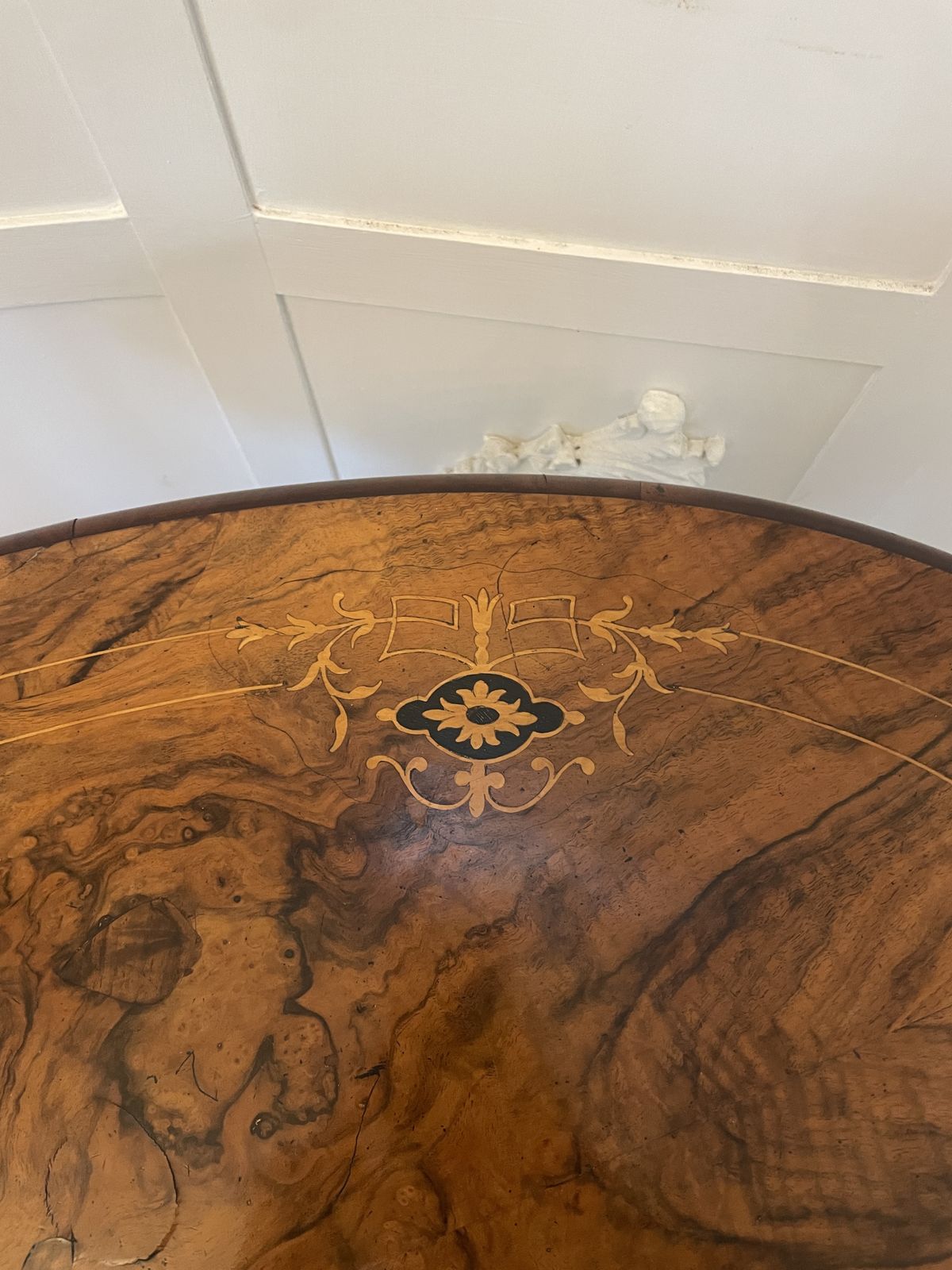 Antique 19th Century Quality Inlaid Burr Walnut Oval Centre Table photo furniture