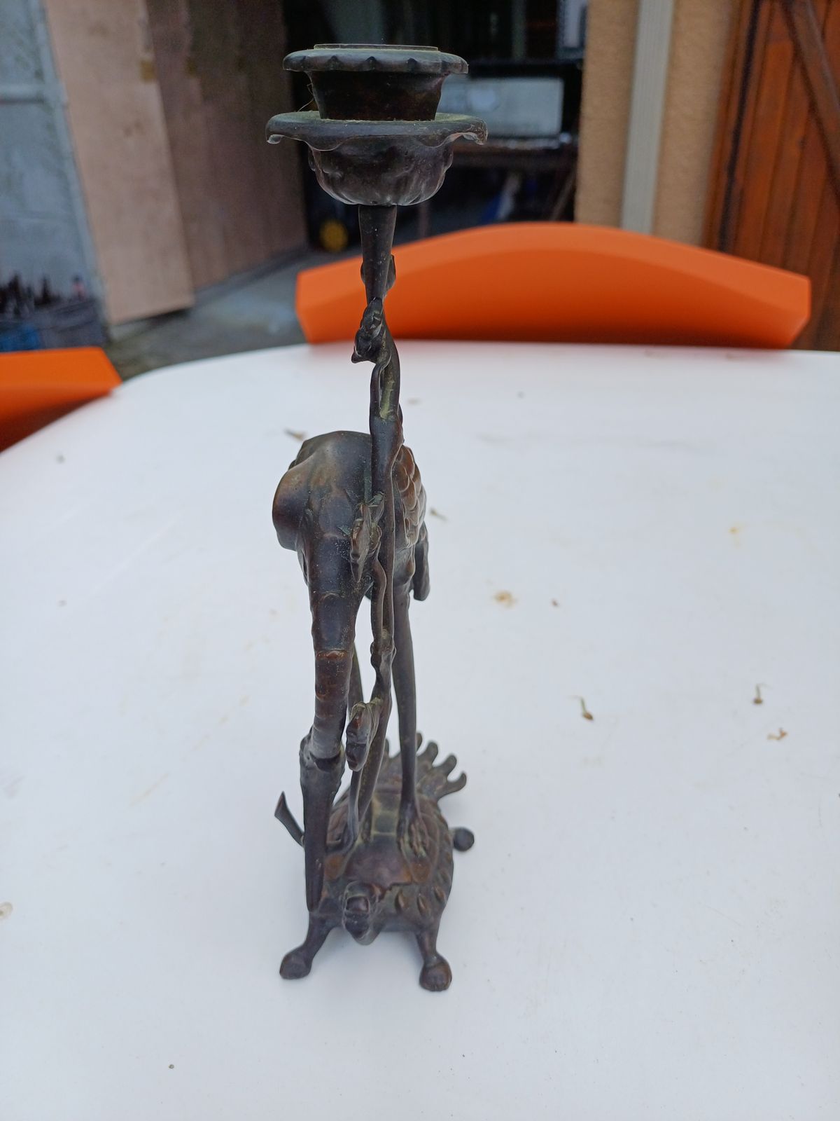 photo buy Pair Of Bronze Candlesticks 19th Cranes And Turtles