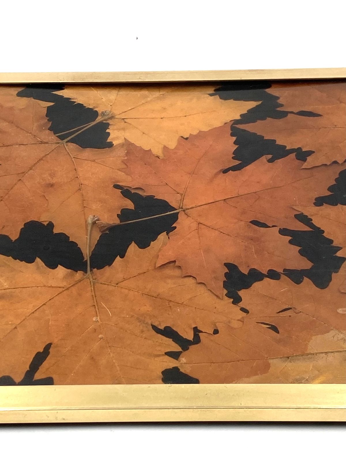Hollywood Regency Brass And Leaves Resin Tray, Montagnani Firenze Italy 1970s photo buy