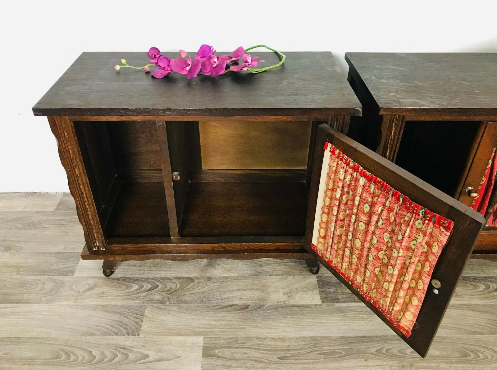 1950s Pair Of French Vintage Mid Century Bedside Cabinets Hand Painted photo vinterior