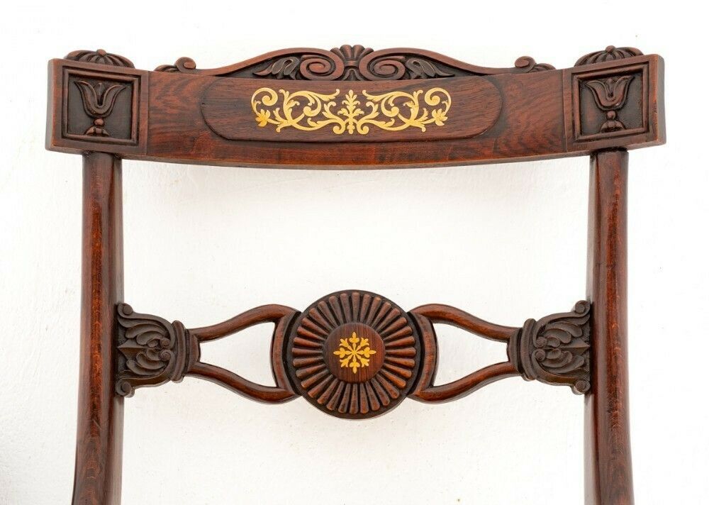 Set Regency Dining Chairs Period Antique Brass Inlay photo buy