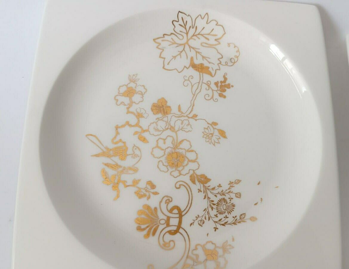 4 Dessert Plates In White Wedgwood Porcelain With Gold Decoration, Plato Gold Series photo furniture