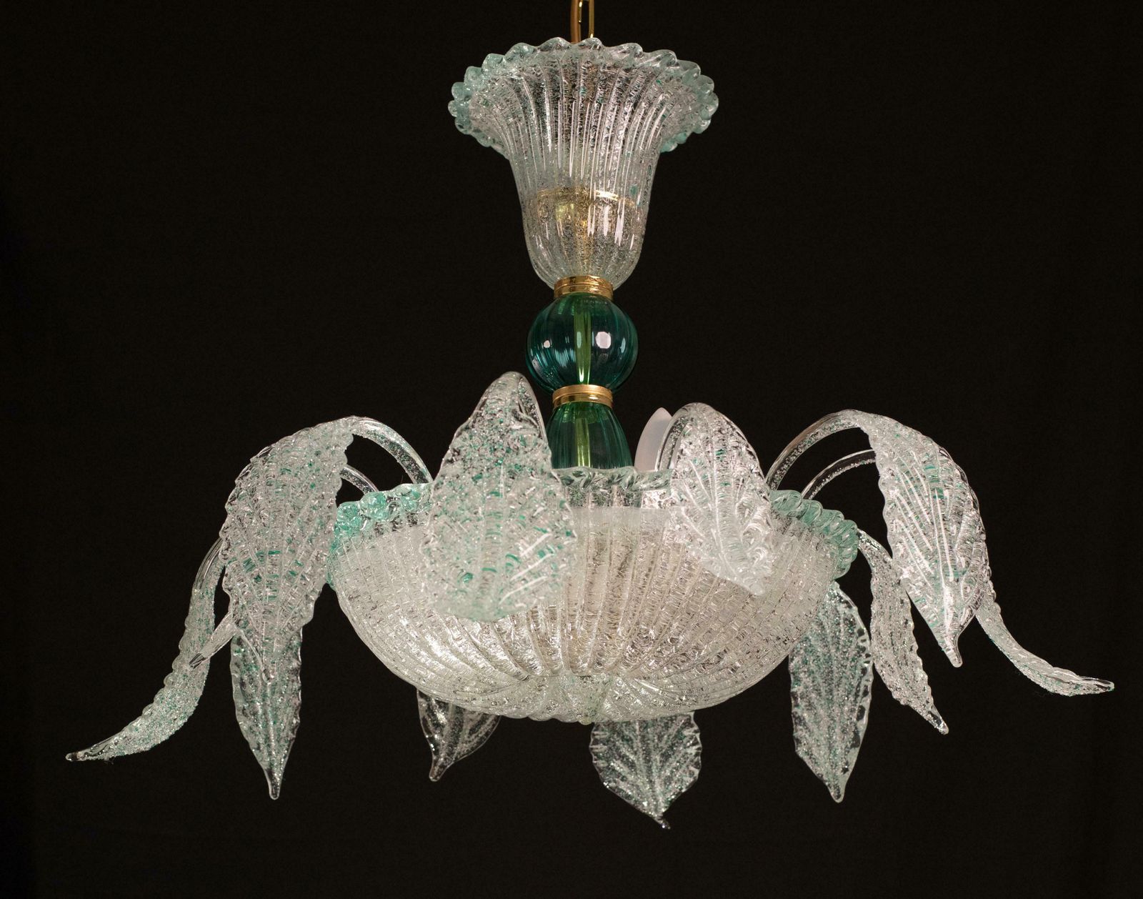 Venetian Vintage Turquoise Murano Glass Chandelier photo for sale