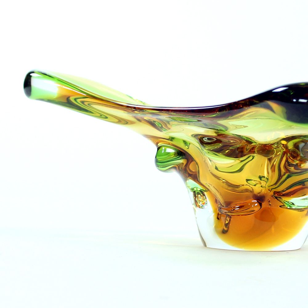 Unique Art Glass Bowl By Frantisek Zemek For Glass Factory Mstisov, Czechoslovakia photo 320.0