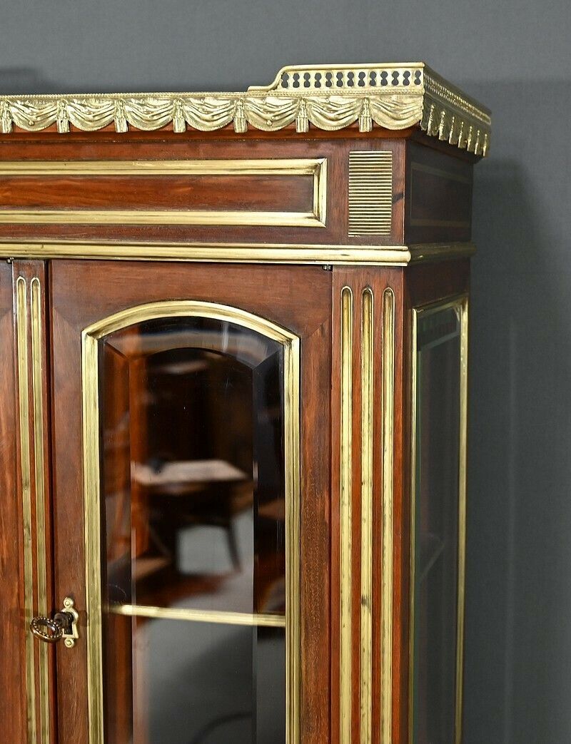 photo for sale Rare Small Cylinder Desk And Showcase, Louis XVI Style – Mid 19th Century