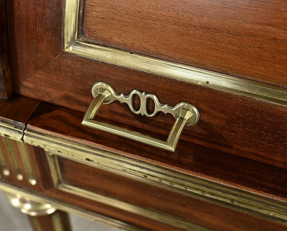 photo vintage Rare Small Cylinder Desk And Showcase, Louis XVI Style – Mid 19th Century
