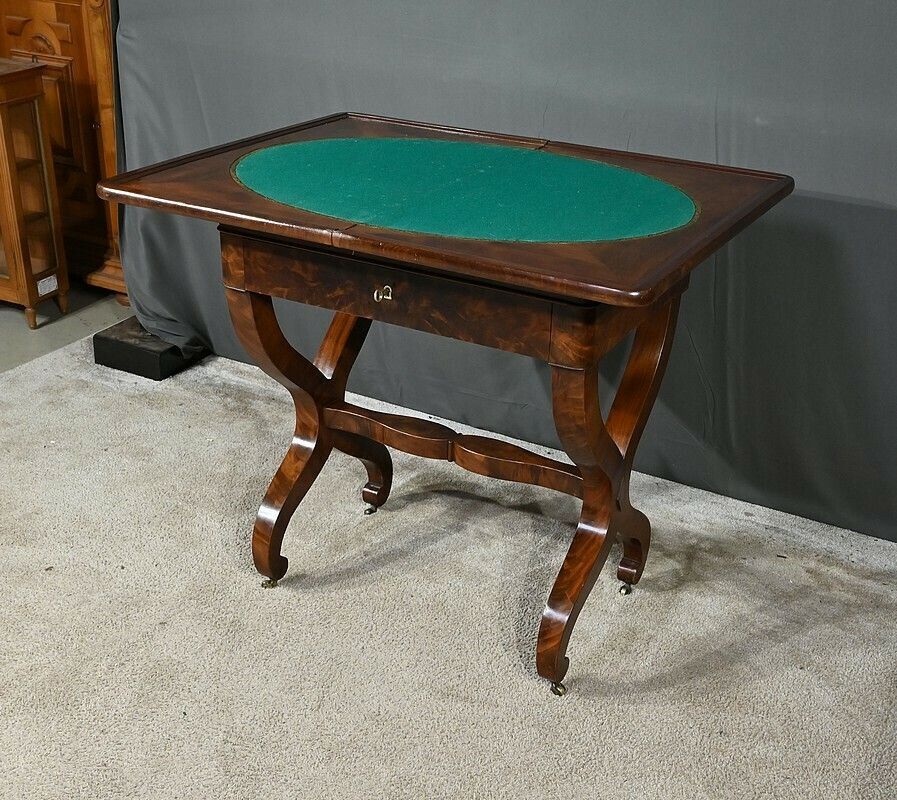 Burl Mahogany Games Table, Restoration Period – Early 19th Century photo buy