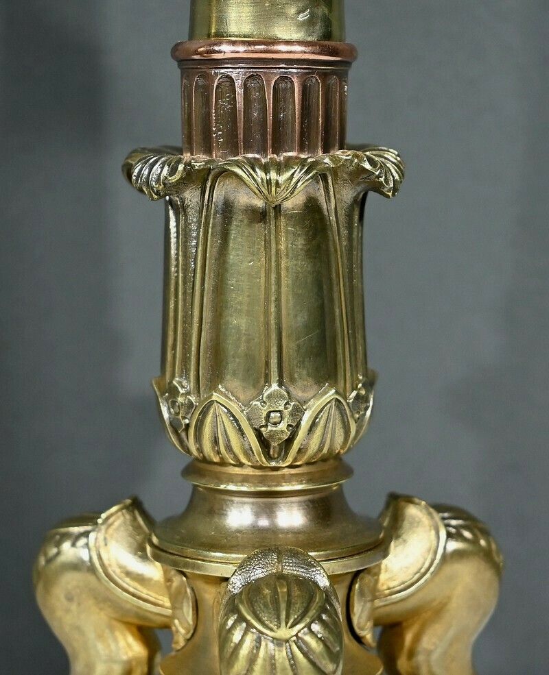 Pair Of Bronze Candlesticks, Restoration Period – Early 19th Century photo vintage