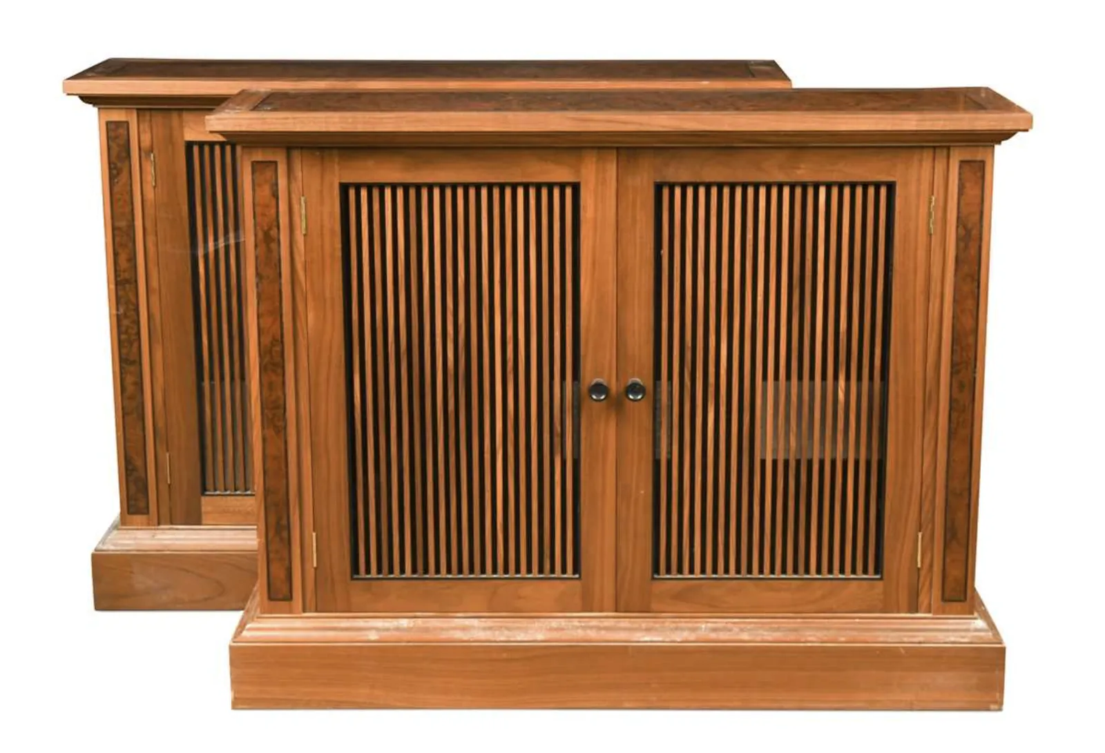 In The Manner Of David Linley, A Pair Of Walnut And Burr Walnut Cabinets