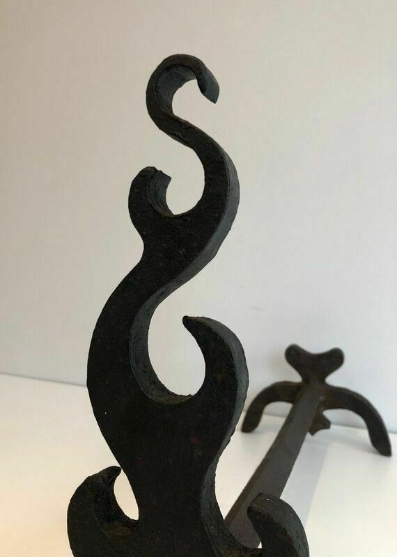 Pair Of Cast Iron And Wrought Iron Andirons photo 750.0