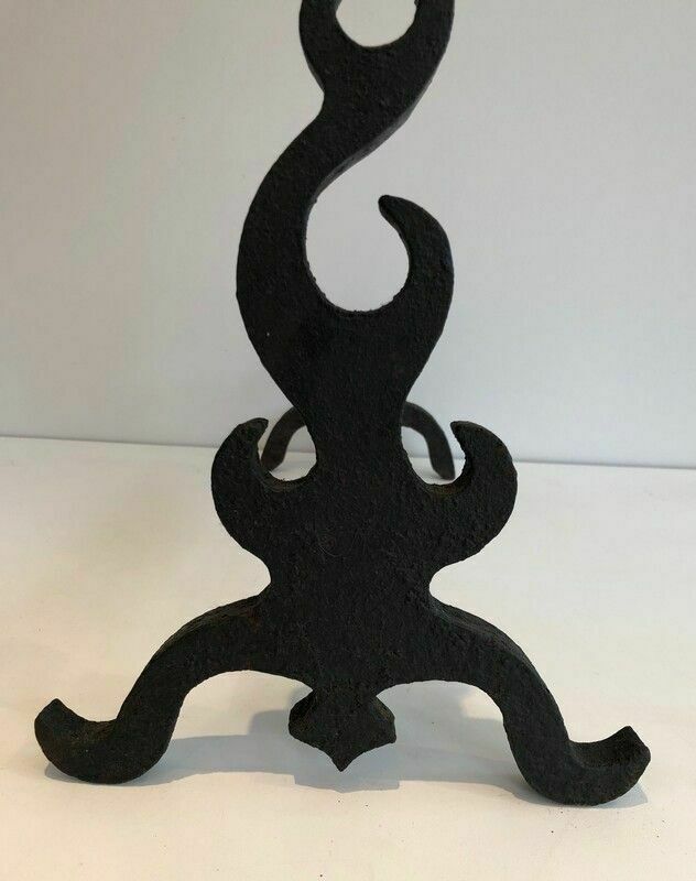 Pair Of Cast Iron And Wrought Iron Andirons photo vinterior