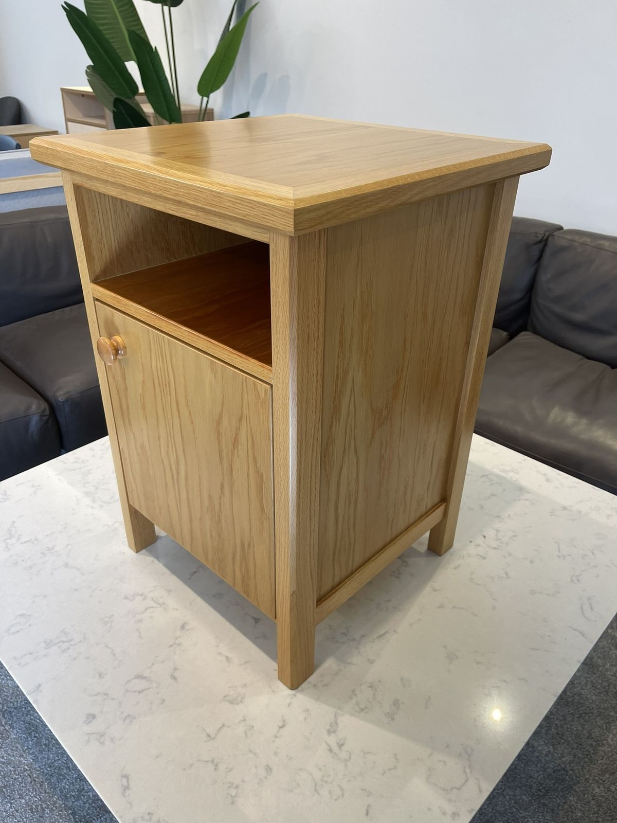Oak Bedside Cabinet With Oak Veneer Panels And Solid Oak Lipping, Legs And Frame