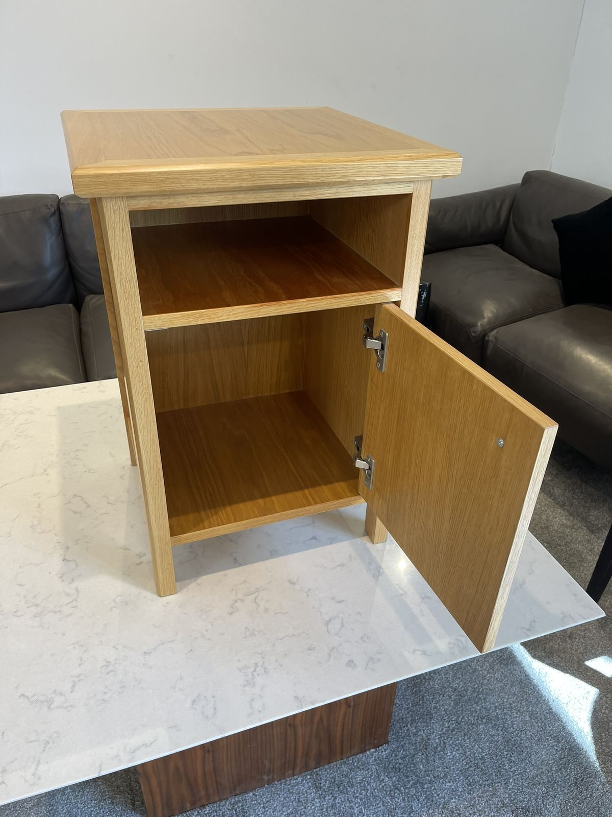 Oak Bedside Cabinet With Oak Veneer Panels And Solid Oak Lipping, Legs And Frame photo for sale