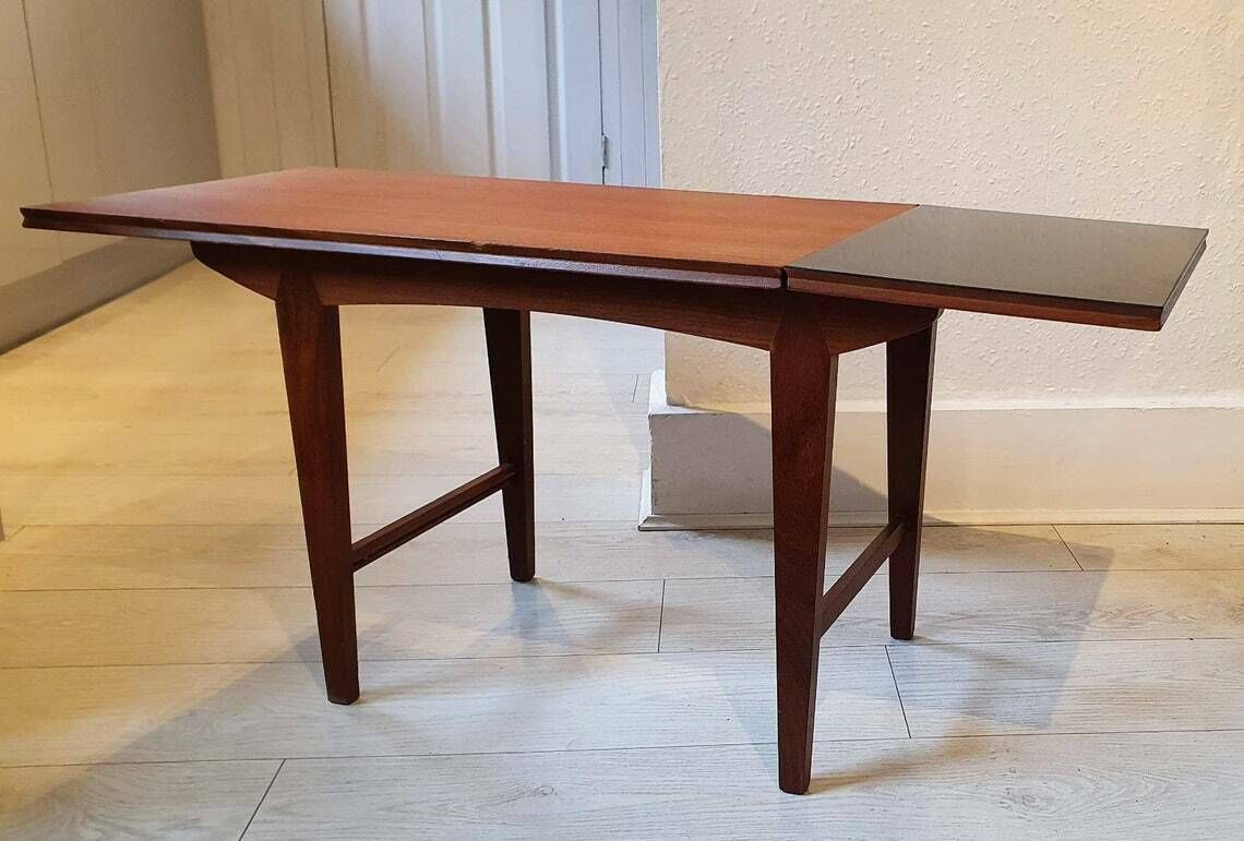 Retro Vanson Teak And Black Melamine Formica Coffee Table, Designed By Peter Hayworth photo furniture