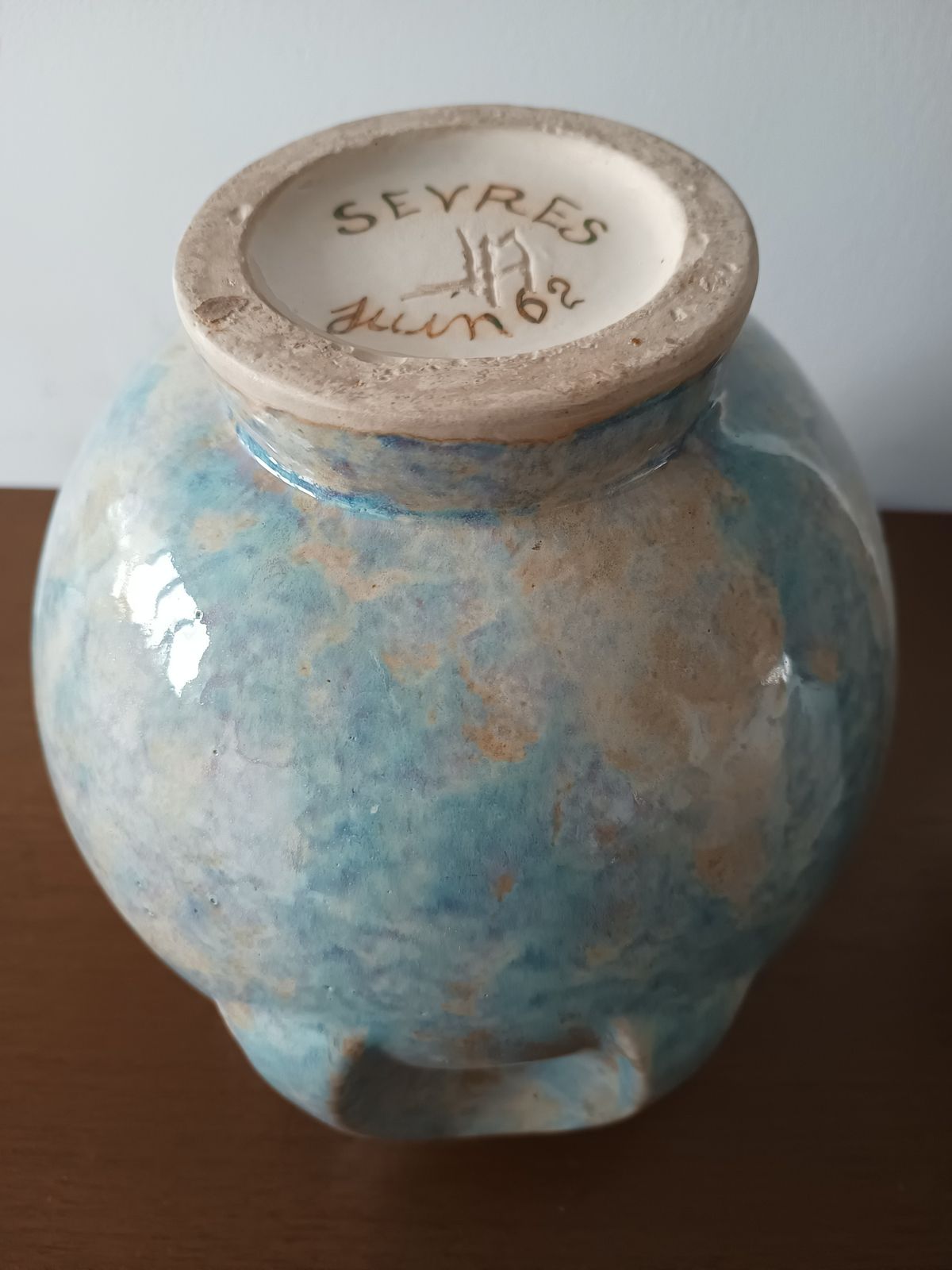 Porcelain Sevres Vase Dated 1962 "Oreilles" Design By Or After Roger Capron, Vallauris photo for sale