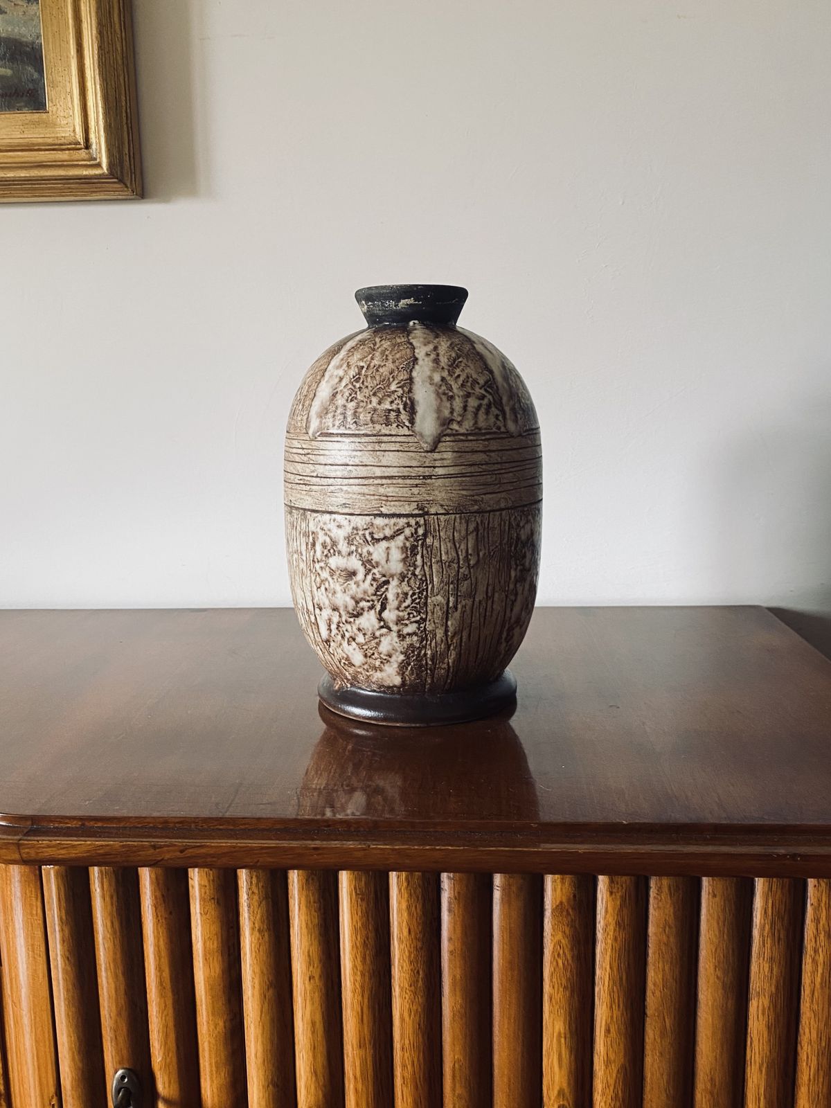 Louis Auguste Dage, Art Deco Unique Ceramic Vase, France 1930 photo vintage