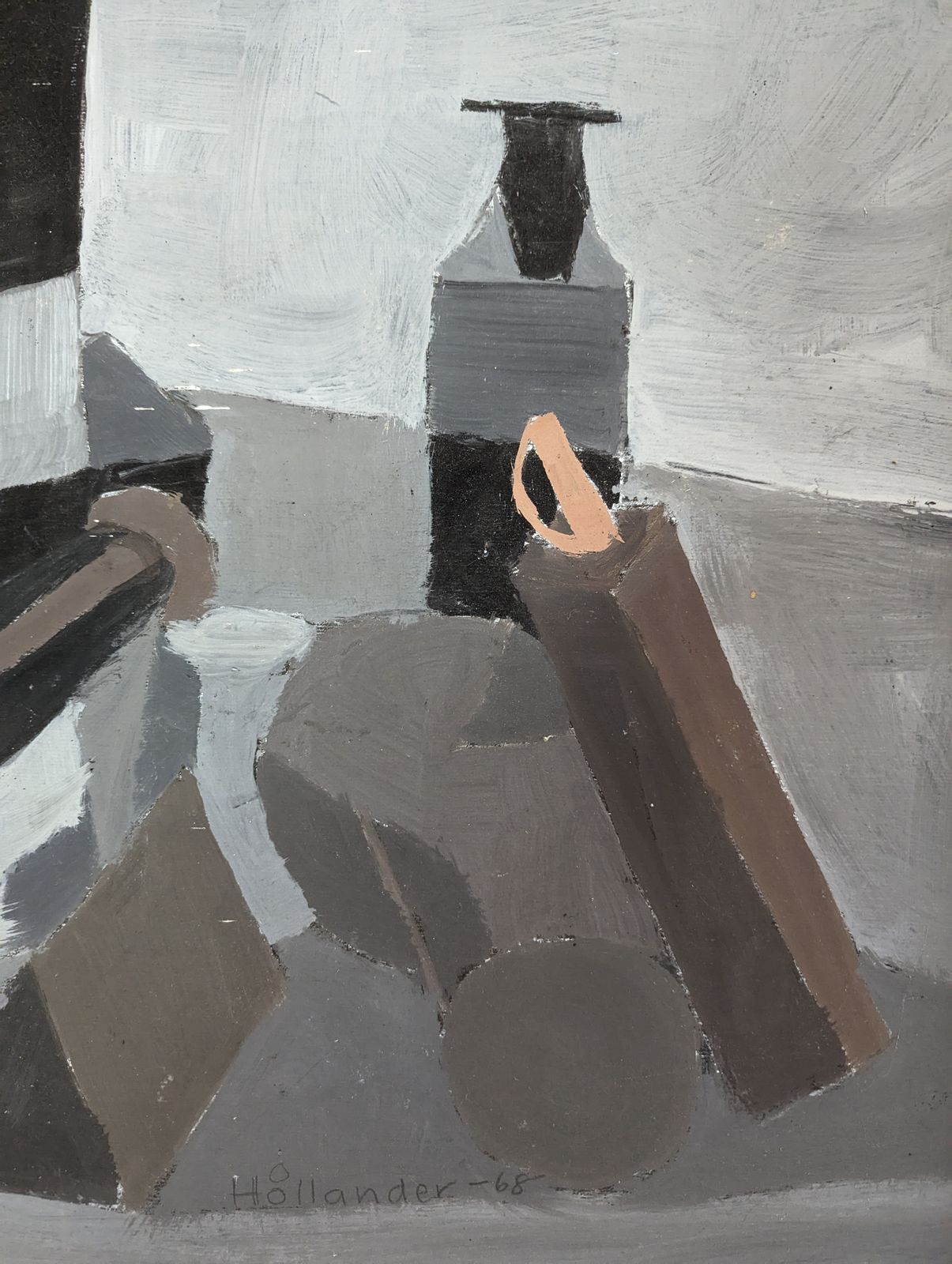 Brown & Black, 1960s, Modernist Oil Painting photo furniture