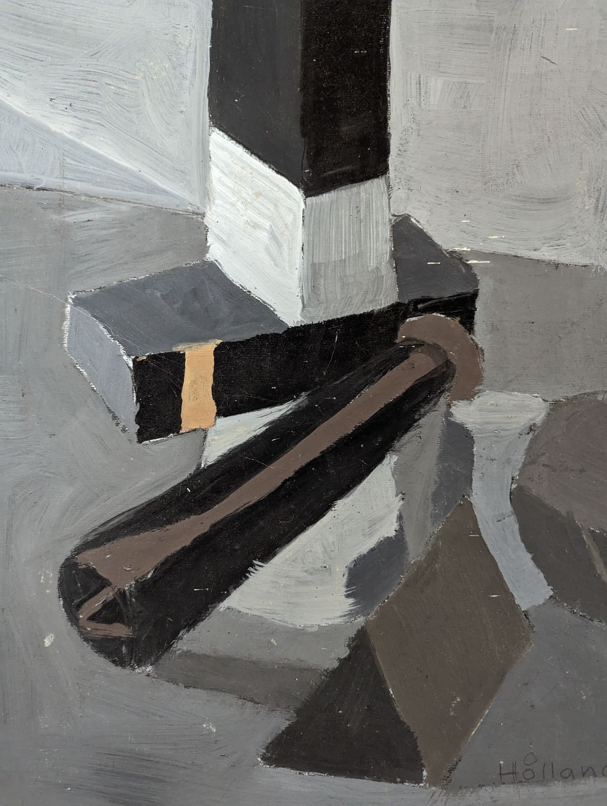 Brown & Black, 1960s, Modernist Oil Painting photo Art