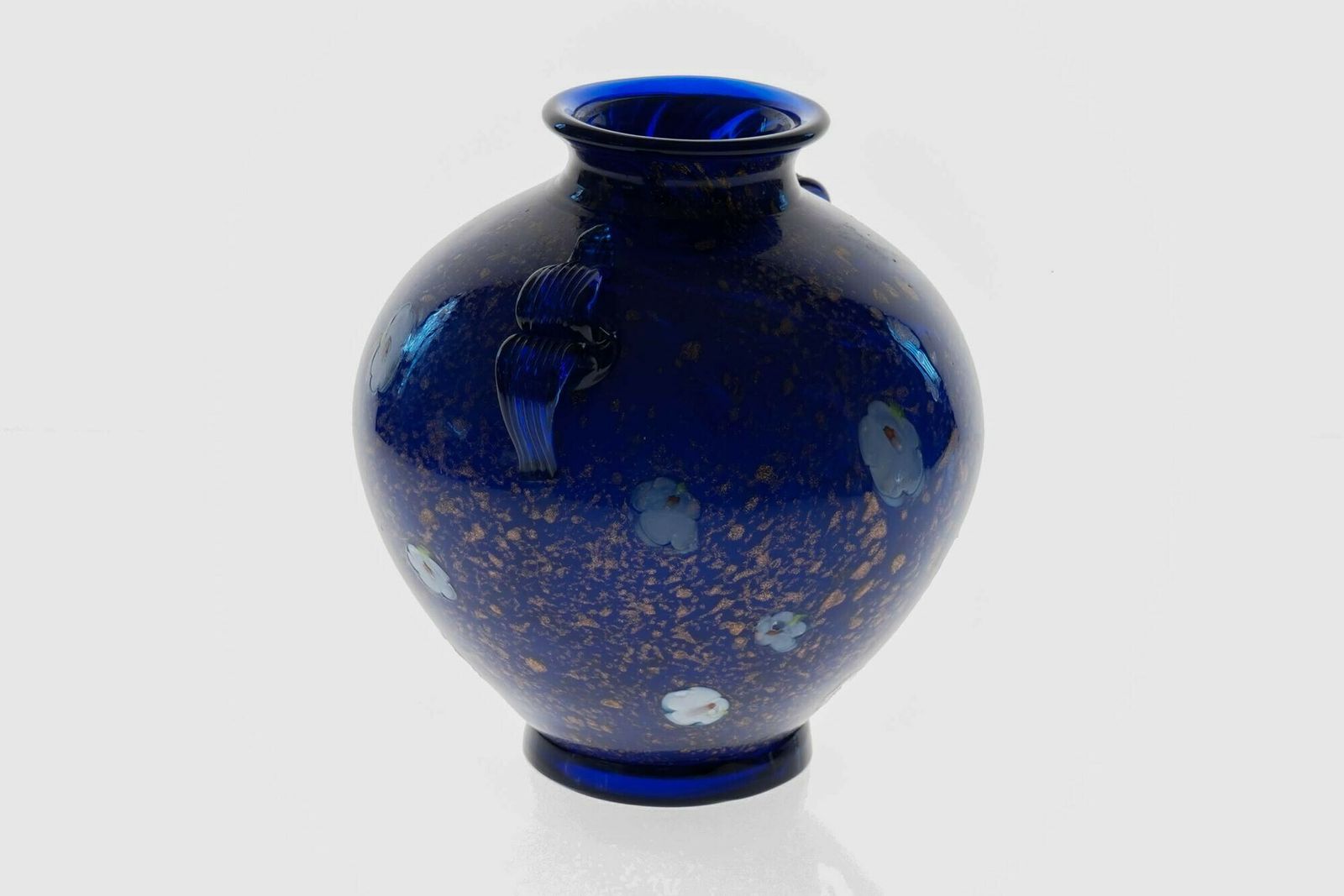 photo vinterior Cobalt Murano Glass Vase, Murrine And Avventurina. Lapis Lazuli. Fratelli Toso