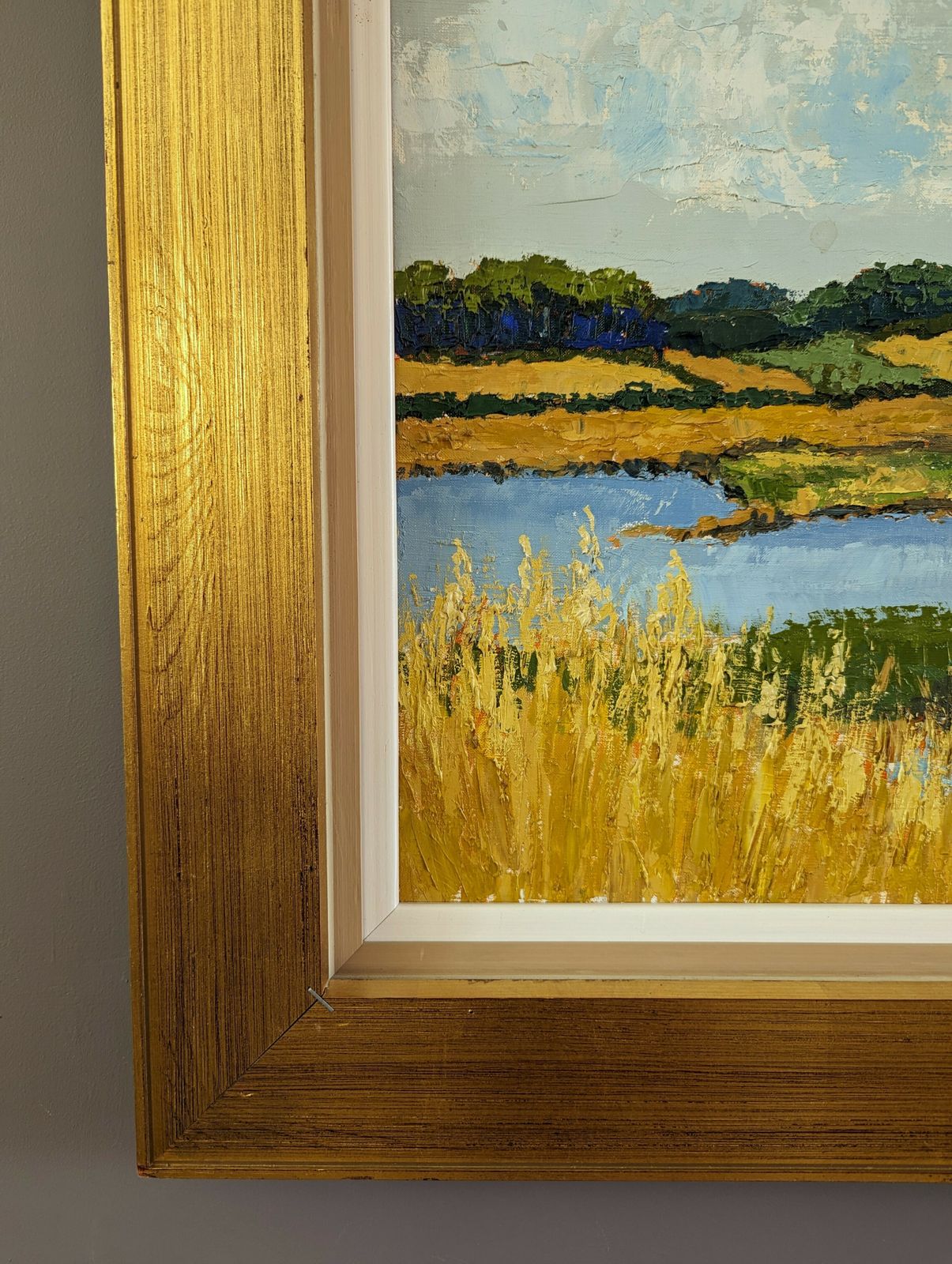 Golden Lake Oil Painting photo vintage